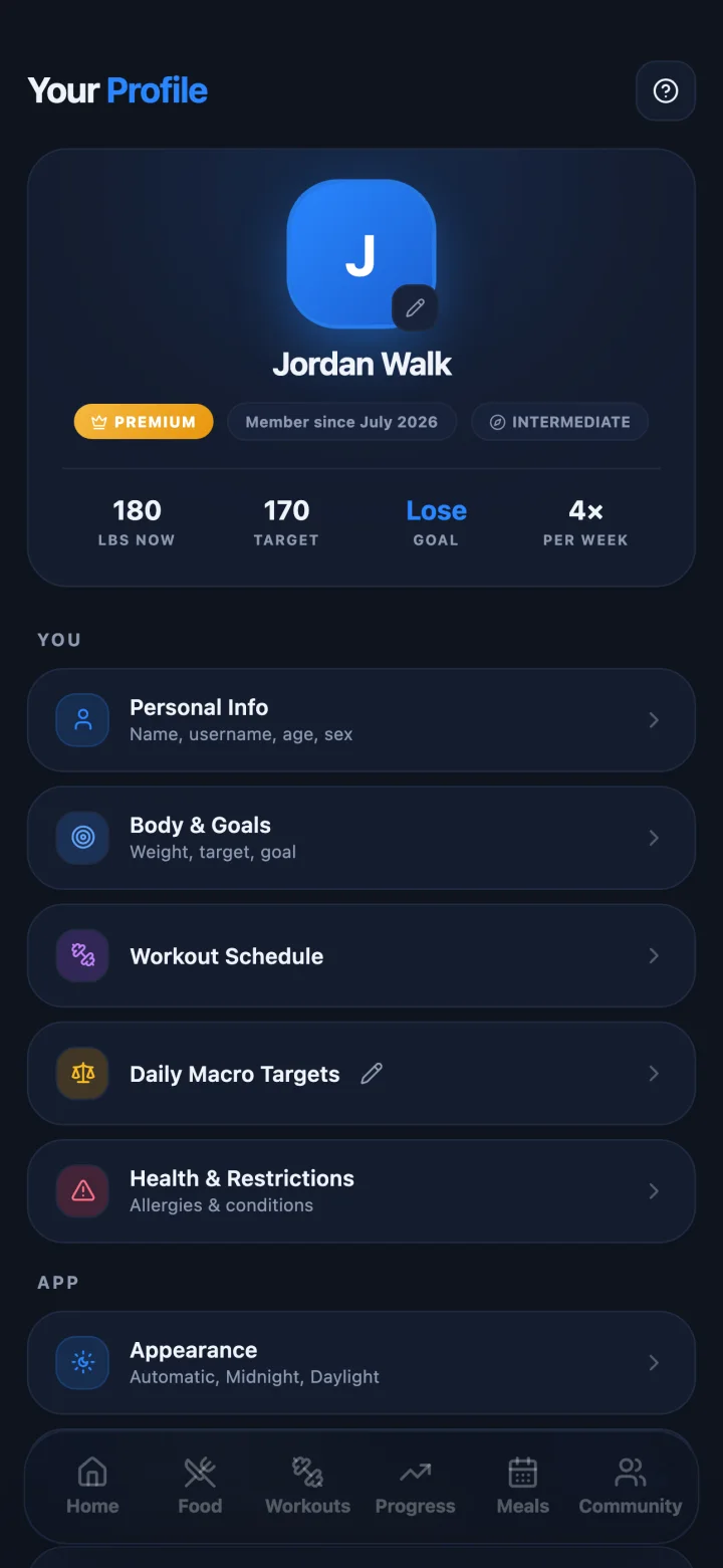 Zenith your profile screen